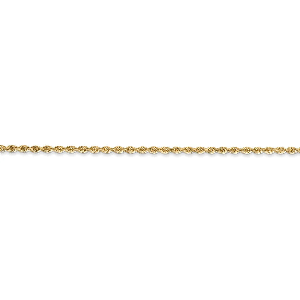 14kt Yellow Gold Rope Chain Anklet 9 inch Lobster Clasp Y438324