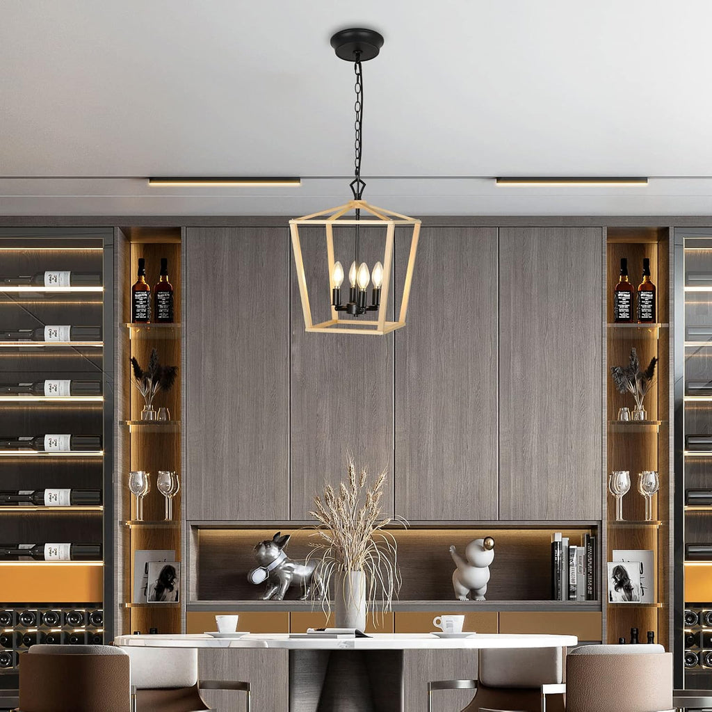 Wooden Lantern Pendant Lighting Ceiling Light Fixture I7439