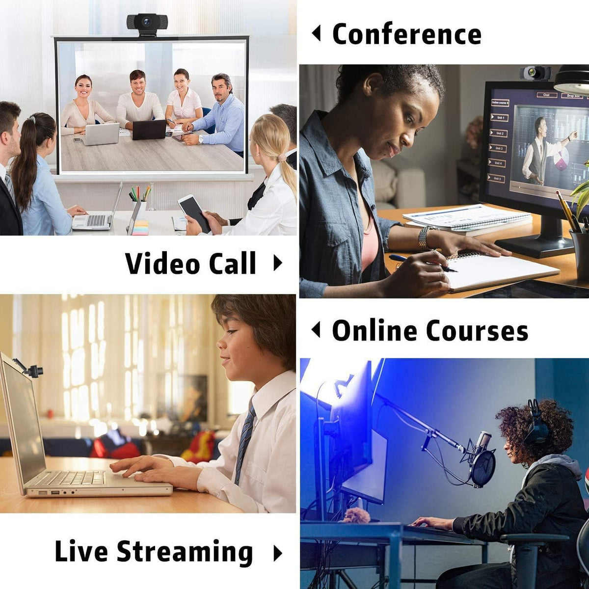 1080P Webcam with Microphone, USB2.0, Rotatable, Pack of 2 B72350