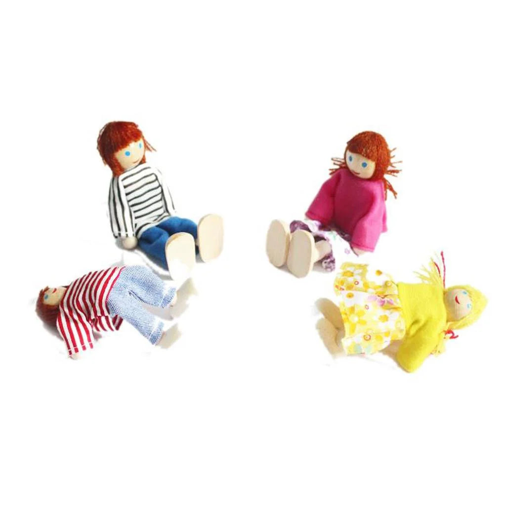 Wooden Doll Family Pretend Play Figures W8589