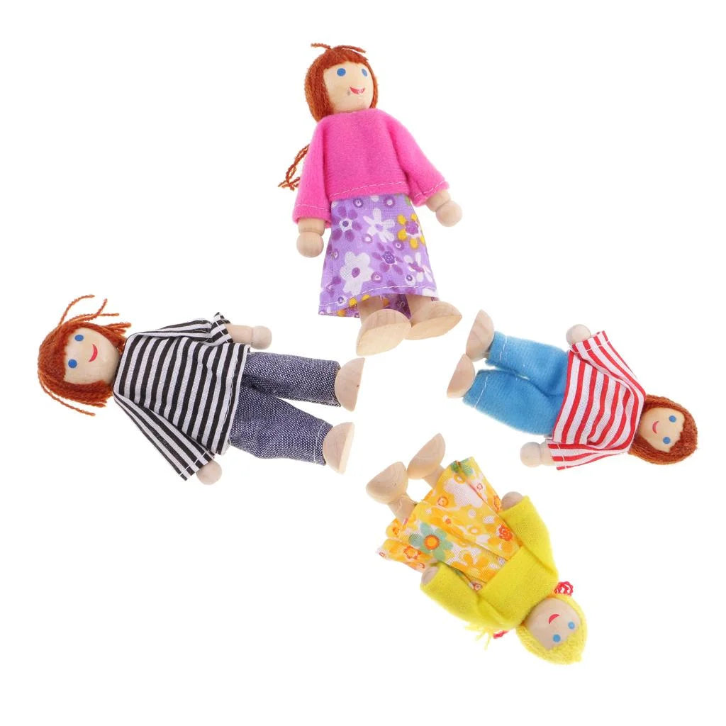 Wooden Doll Family Pretend Play Figures W8589