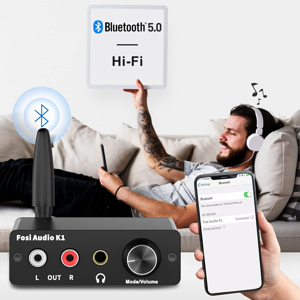 Bluetooth 5.0 DAC Headphone Amplifier Preamplifier 24-Bit 192 KHz USB Optical Coaxial to RCA AUX Digital-to-Analog Audio Converter Adapter Pack of 2 O579776