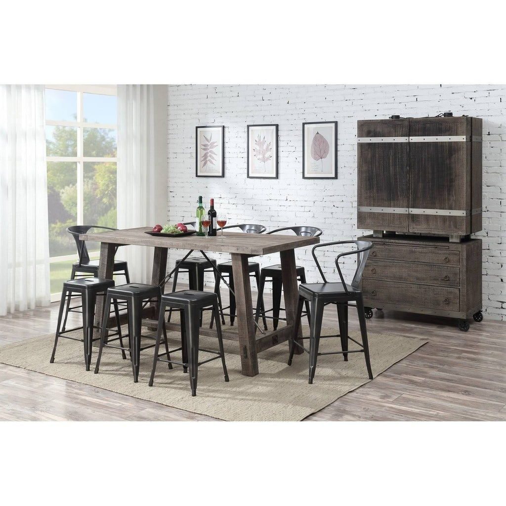 Gunmetal Grey 24-Inch Bar Stool Set of 2 E663610