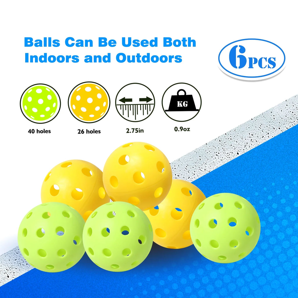 Hardwood Pickleball Paddle Set with Pickleball and Carry Bag - 4 Paddles / 6 Balls Z435