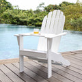 White Solid Wood Adirondack Chair with Tray Table A960