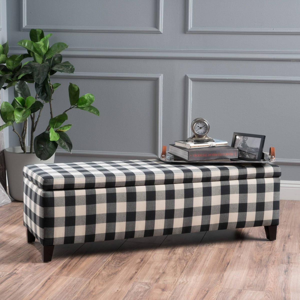 Fabric Storage Ottoman Bench B205