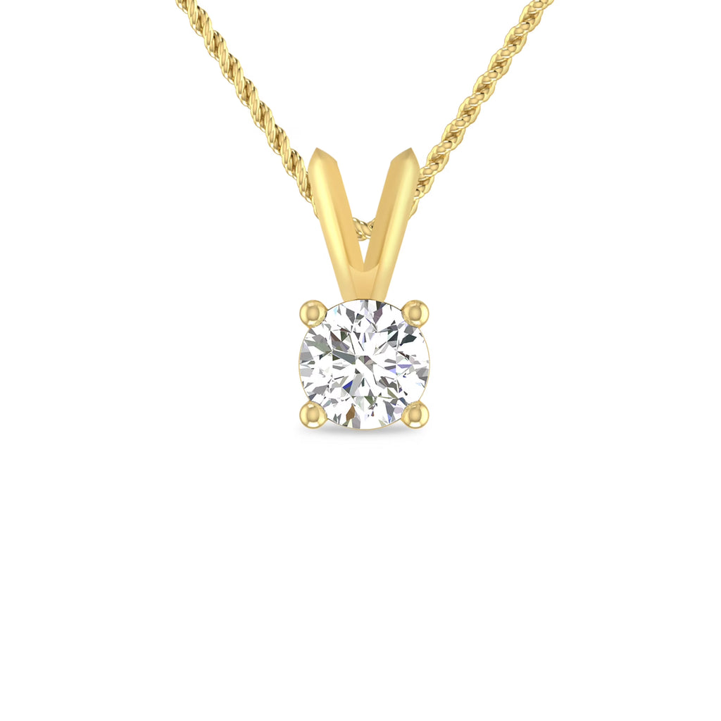 10K Yellow Gold Diamond Solitaire Pendant Necklace D42276