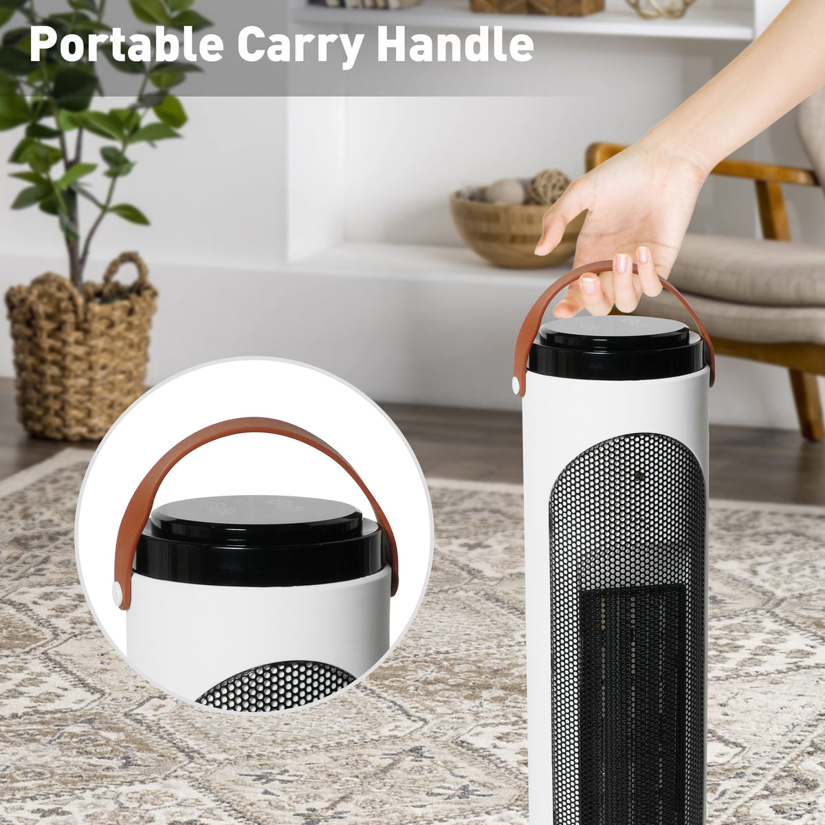 1500W PTC Oscillating Ceramic Space Heater with Remote, 24h Timer D90055