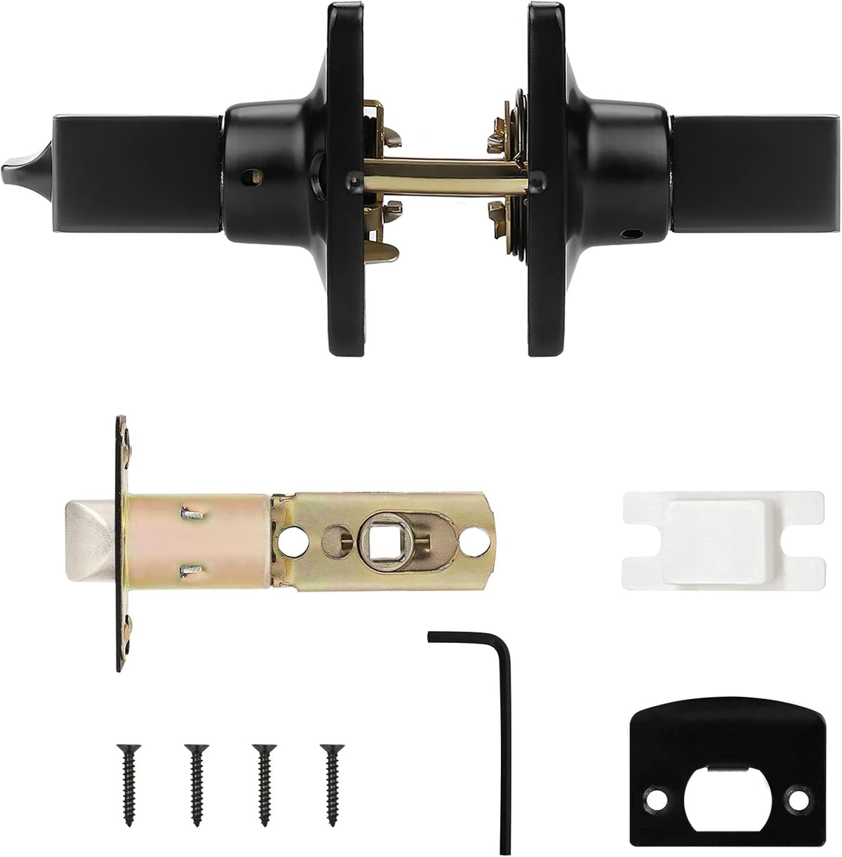 5 Pack Black Door Handles with Lock Privacy Door Levers E868