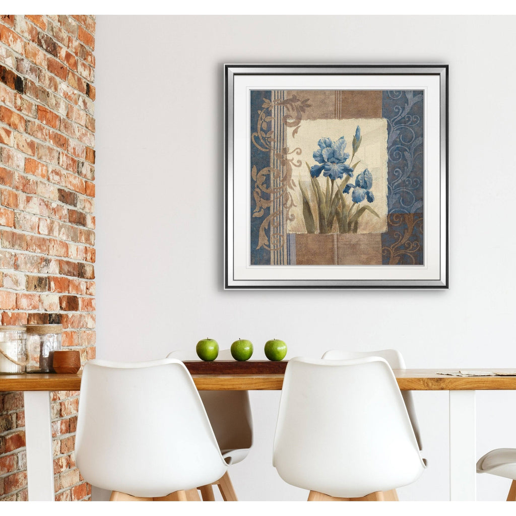 Blue Iris Scroll Framed Giclee Print 38x38 O935614