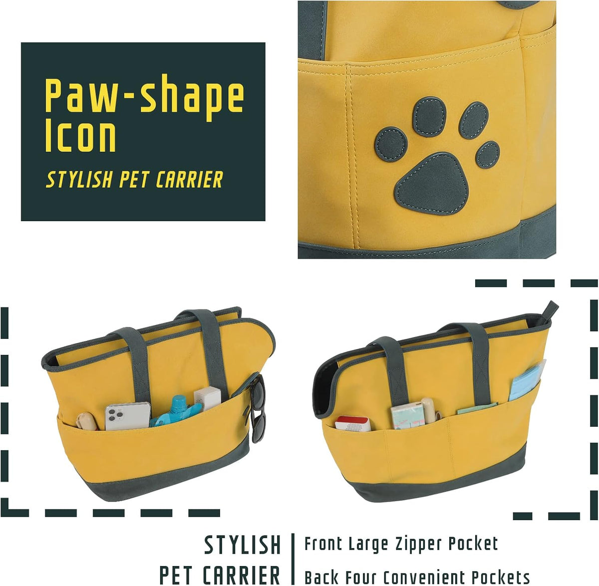Yellow Leather Small Pet Carrier B6040