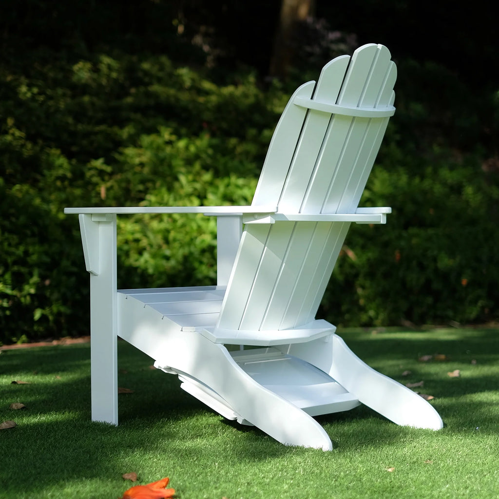 White Solid Wood Adirondack Chair with Tray Table A960