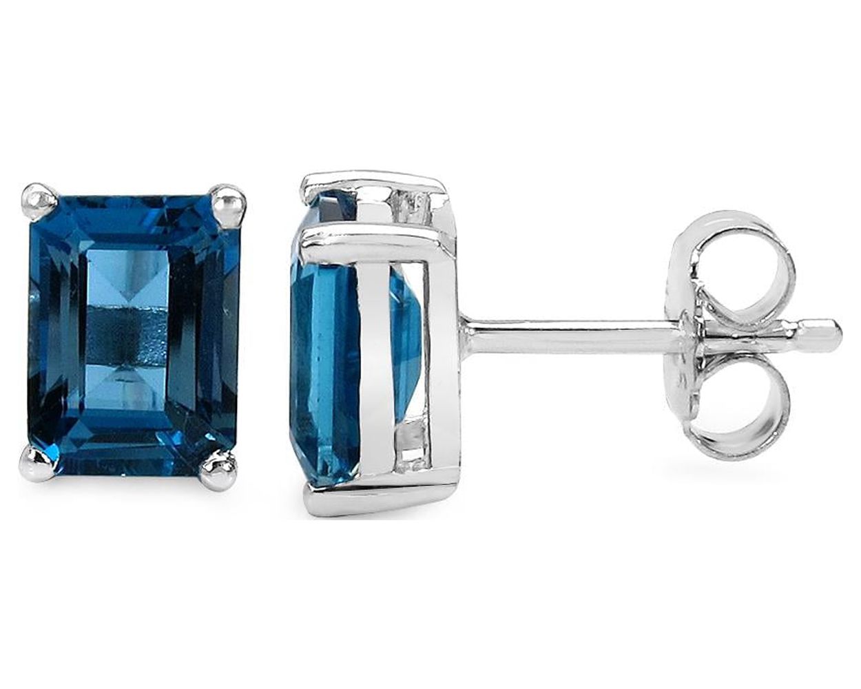 3.90 Carat Genuine London Blue Topaz 0.925 Sterling Silver Earrings N4473