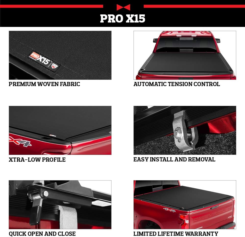 Soft Roll Up Truck Bed Tonneau Cover Black D358
