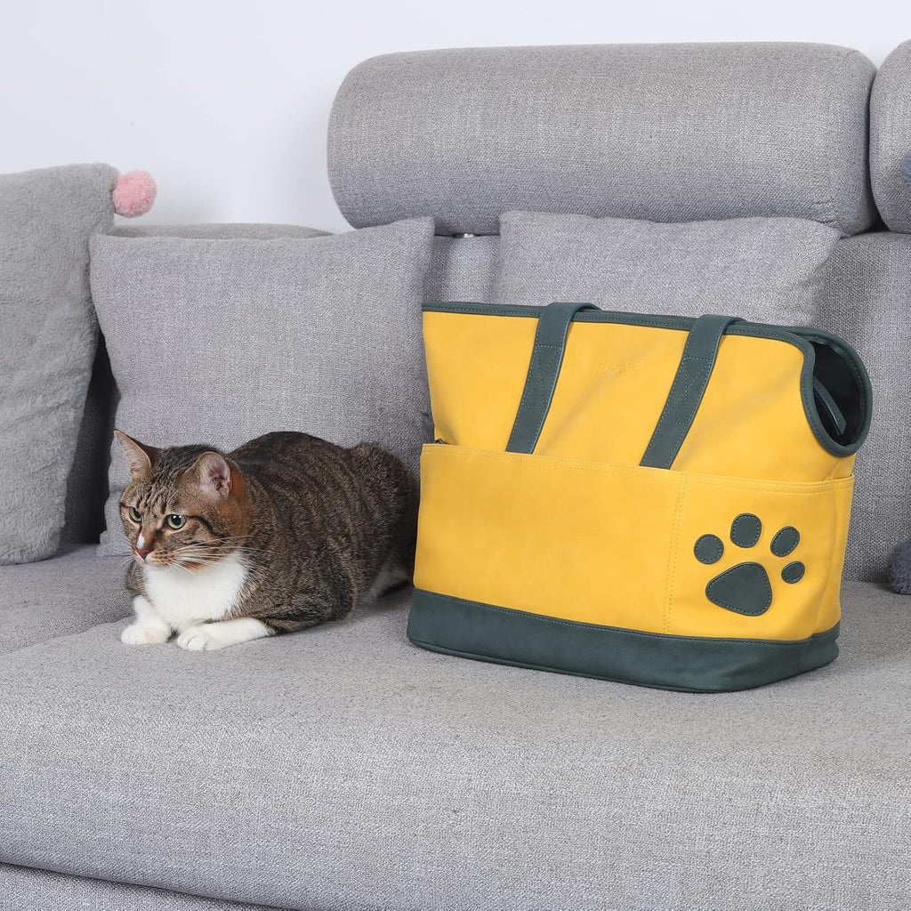 Yellow Leather Small Pet Carrier B6040