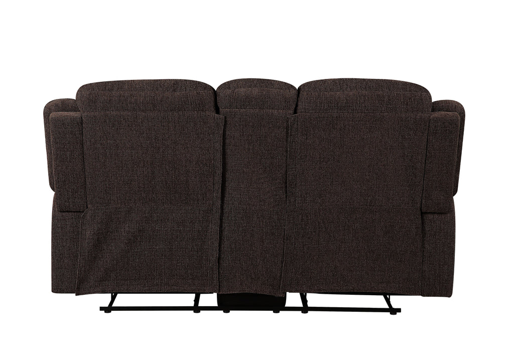 Brown Chenille Loveseat with Console G18047