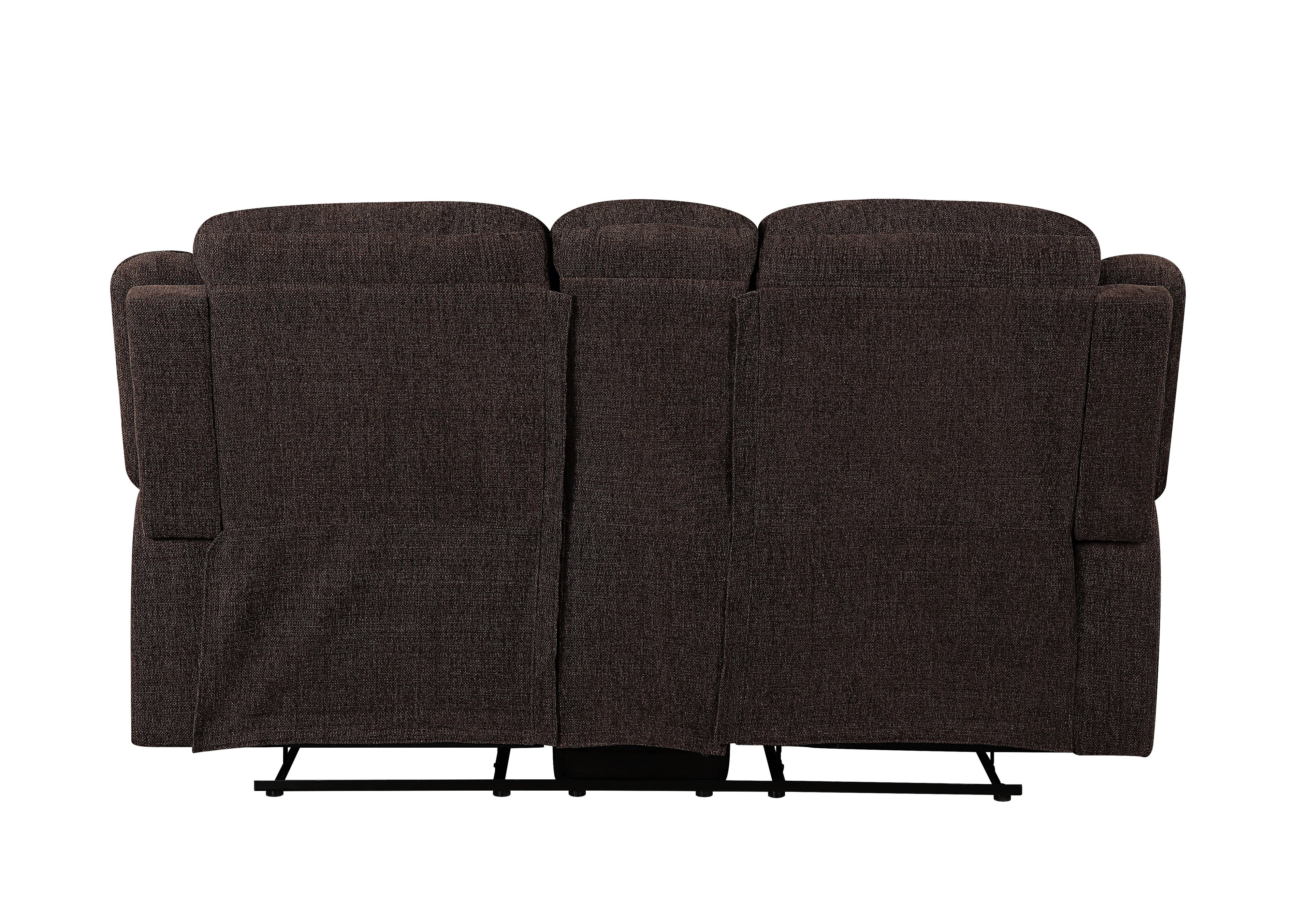 Brown Chenille Loveseat with Console G18047