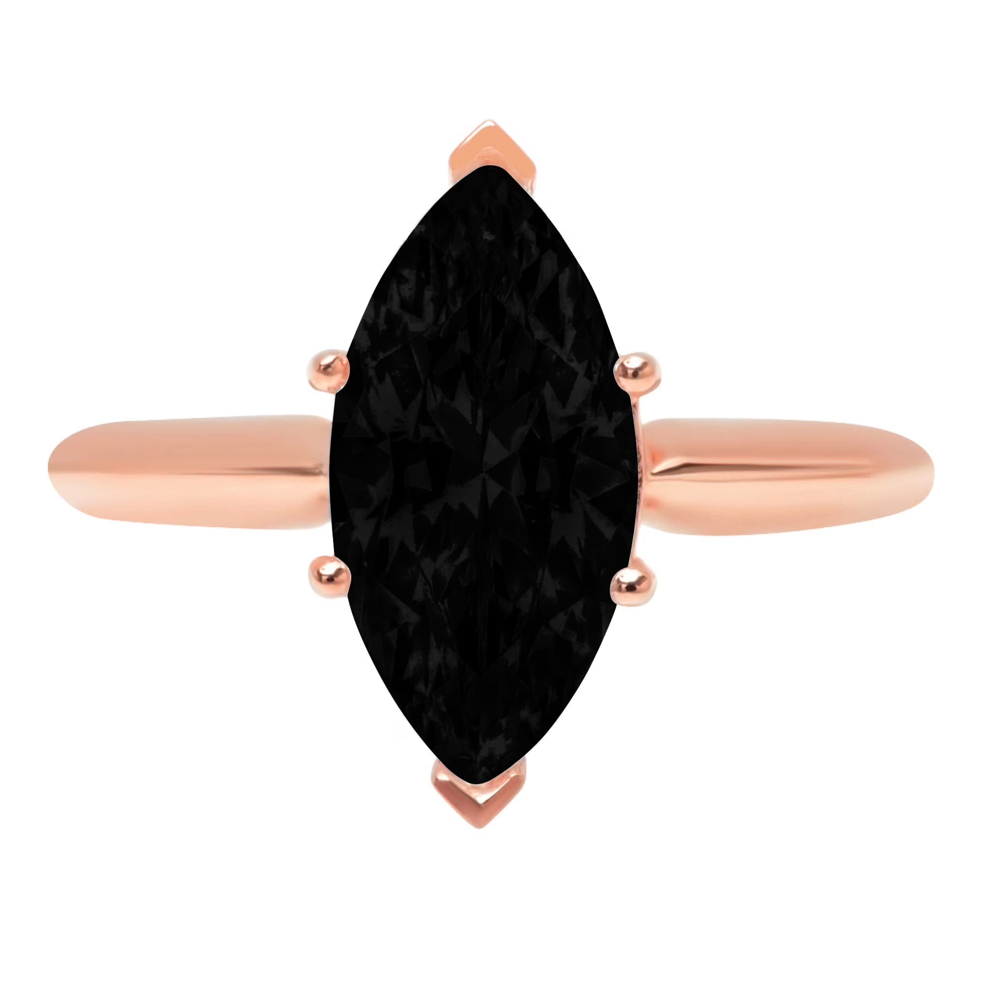 2.5ct Marquise Cut Black Onyx Solitaire Ring E9642