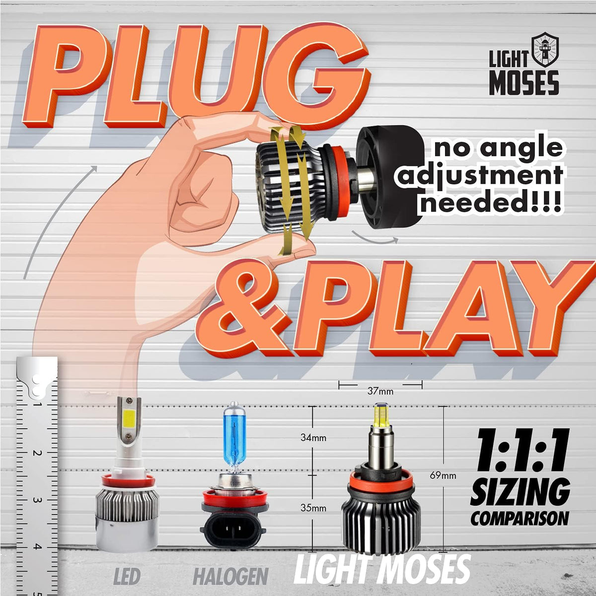 LED Headlight Bulbs 6,000K Sky White 12,000lm 90W High Low beam Pack of 2 U1339