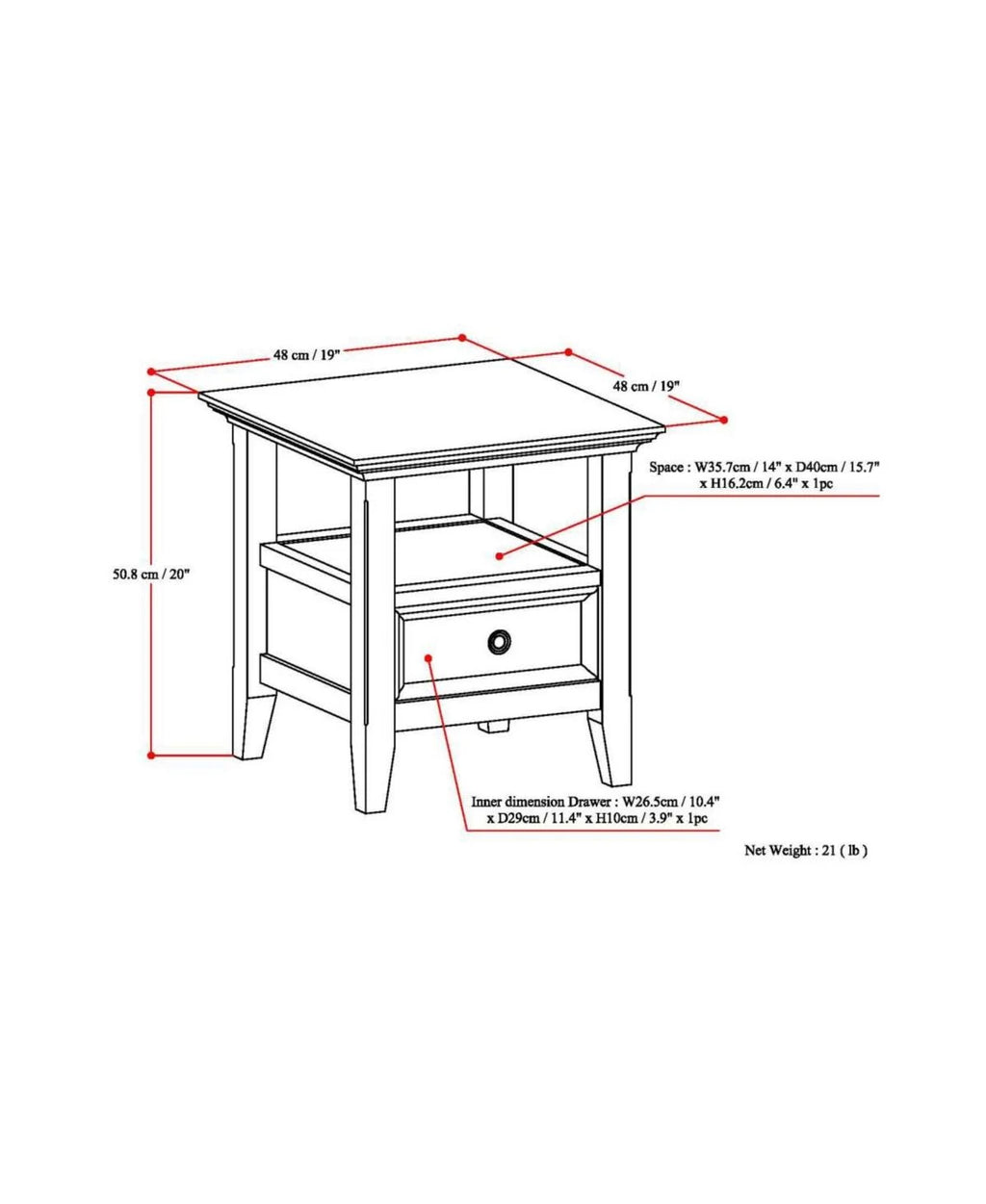 Solid Wood End Table in Black E77594