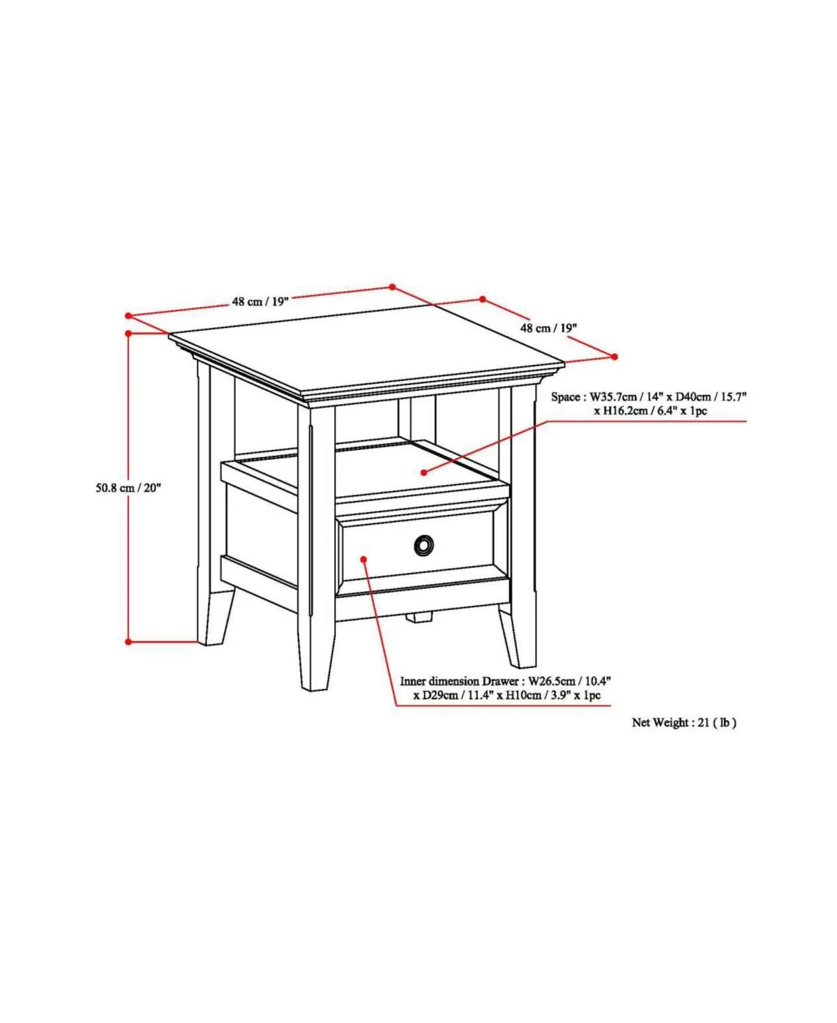 Solid Wood End Table in Black E77594