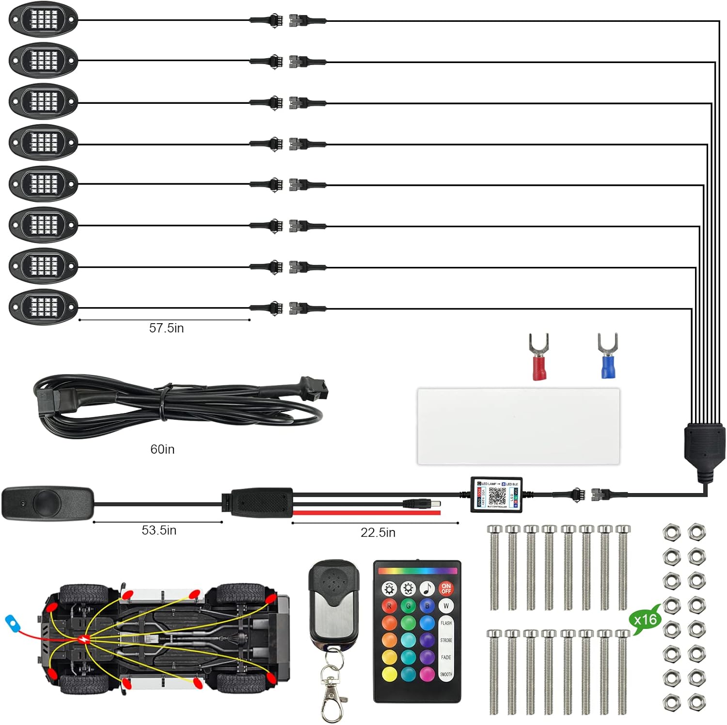 RGB LED Rock Lights 8 Pods Pack of 2 R81787