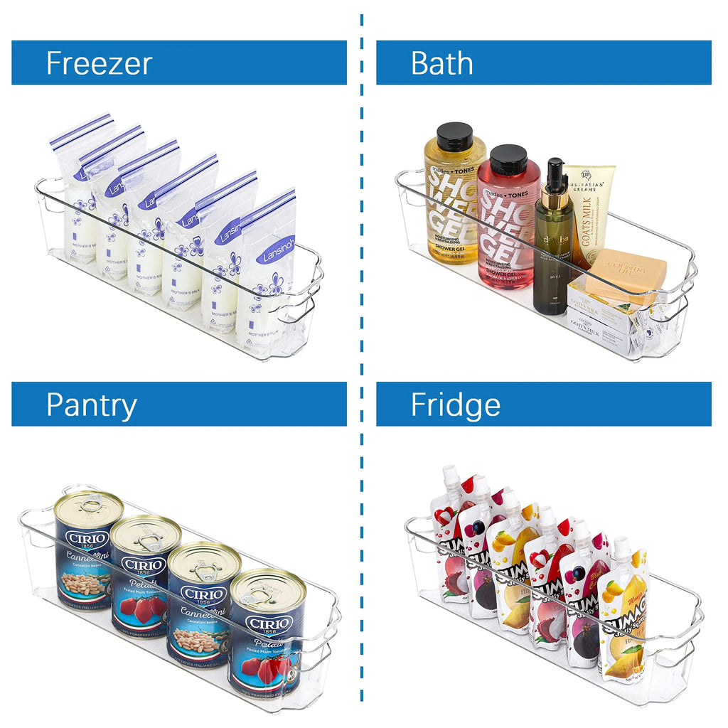 4pcs Clear Plastic Fridge Organizer Bins Y77677