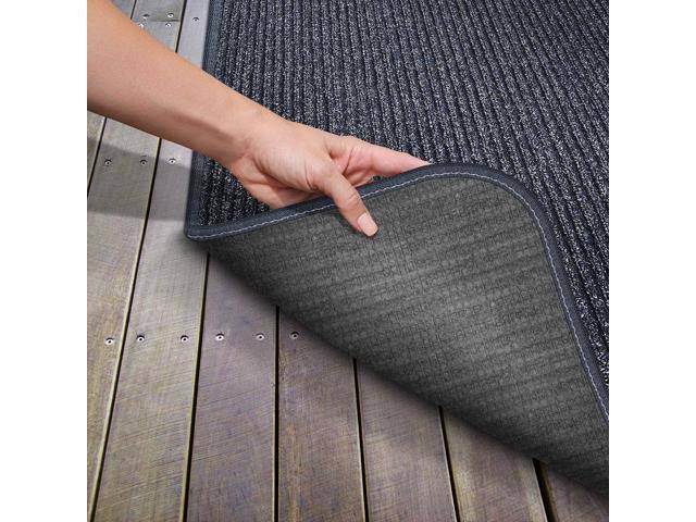 Skid-Resistant Heavy-Duty Carpet Runner, Stormy Blue, 4' x 15' D65201