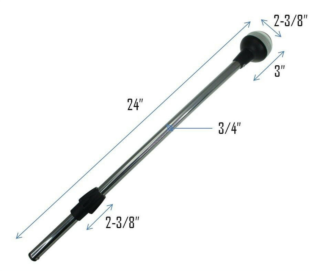 Boat LED All Round Anchor Light Pole 24" Collar Black Base Socket 2 Pins Wired 90 Degrees Q55634
