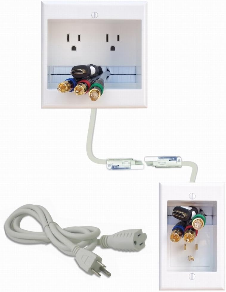 Dual Outlet Recessed In-Wall Cable Management System, Pack of 2 P852312