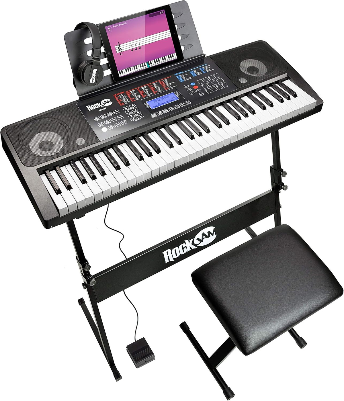 61 Key Keyboard Piano With Pitch Bend Kit, Keyboard Stand, Piano Bench, Headphones U297437