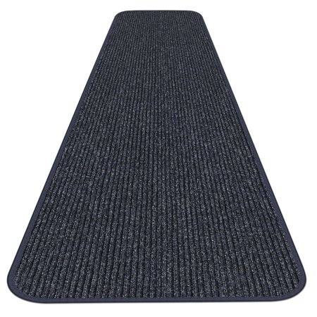 Skid-Resistant Heavy-Duty Carpet Runner, Stormy Blue, 4' x 15' D65201