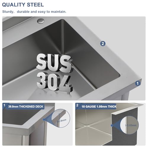 Stainless Steel Utility Sink 24 Inch T525