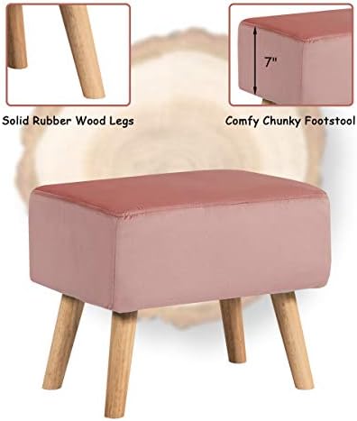 Pink Velvet Accent Chair with Ottoman Z596345