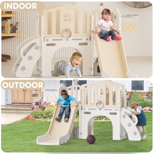 Blue 8 in 1 Toddler Slide with Basketball Hoop and Ball N1122