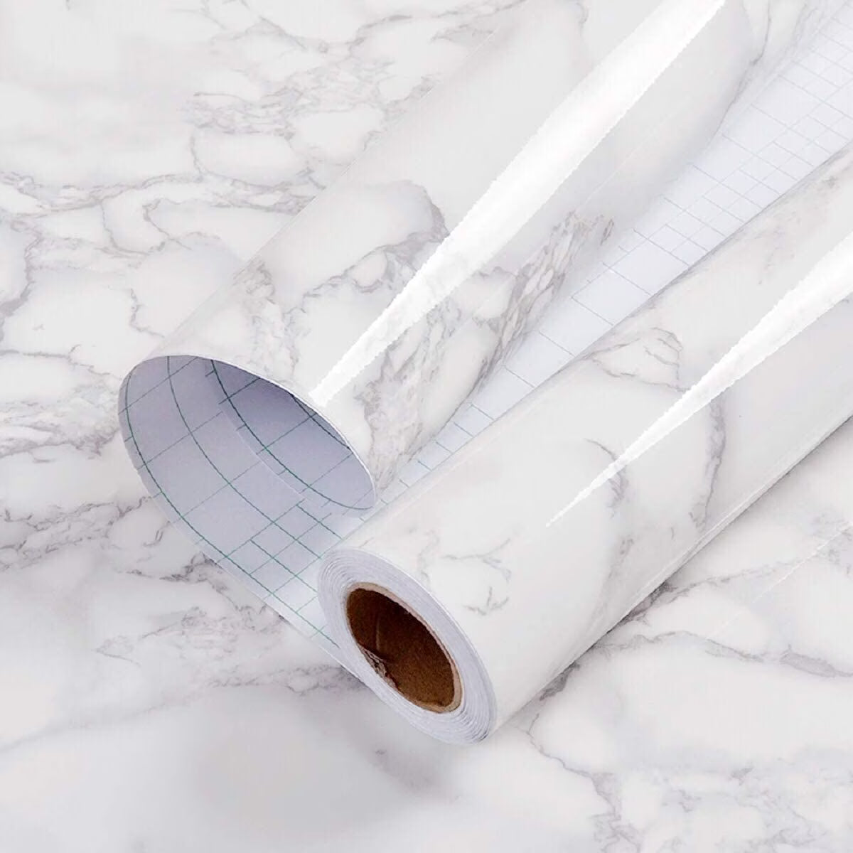 Granite Grey/White Glossy Marble Craft Paper Roll for Kitchen Countertop & Furniture (11.8"x78.7") H92553