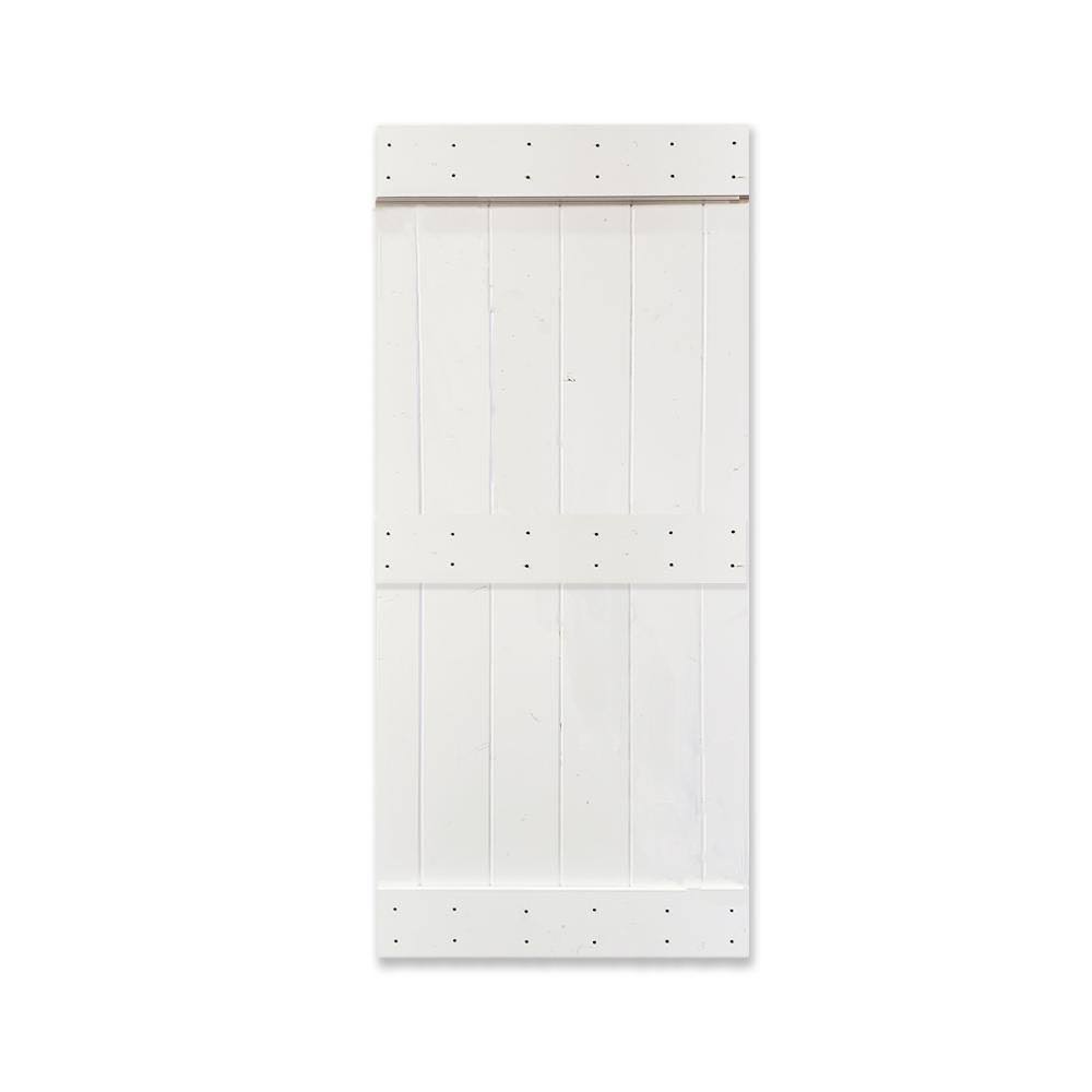 White Stained 2 Panel Solid Knotty Pine Wood Barn Door T970364