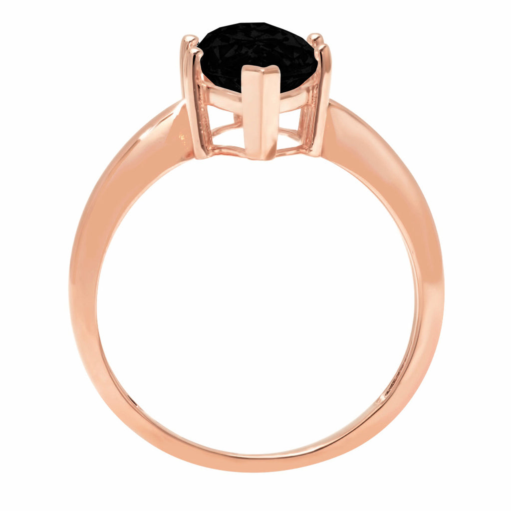 2.5ct Marquise Cut Black Onyx Solitaire Ring E9642