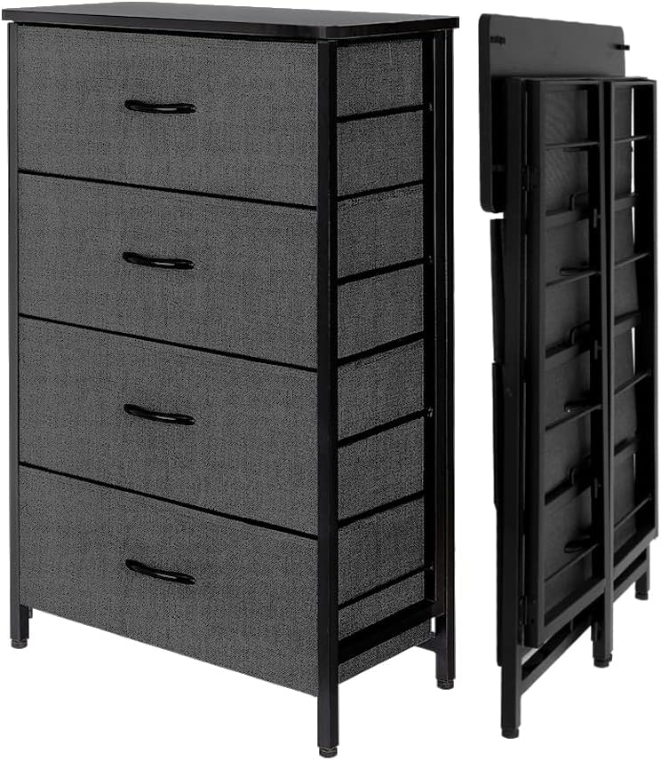 Foldable 4 Drawers Storage Organizer Unit Vertical Dresser Coffee A903