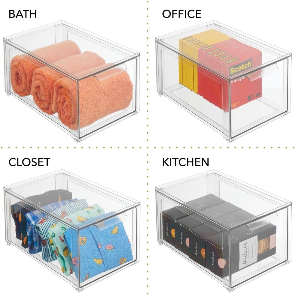Clear Plastic 4 Pack Stackable Storage Drawer J3107