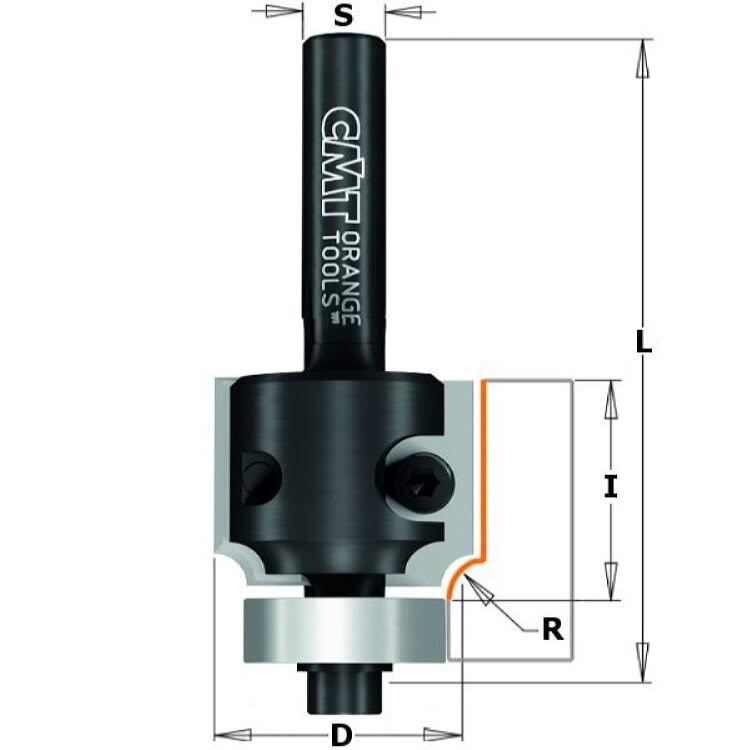 Carbide Roundover Bit 1/4-Inch Radius 1-1/8-inch Diameter 1/4-Inch Shank A90545
