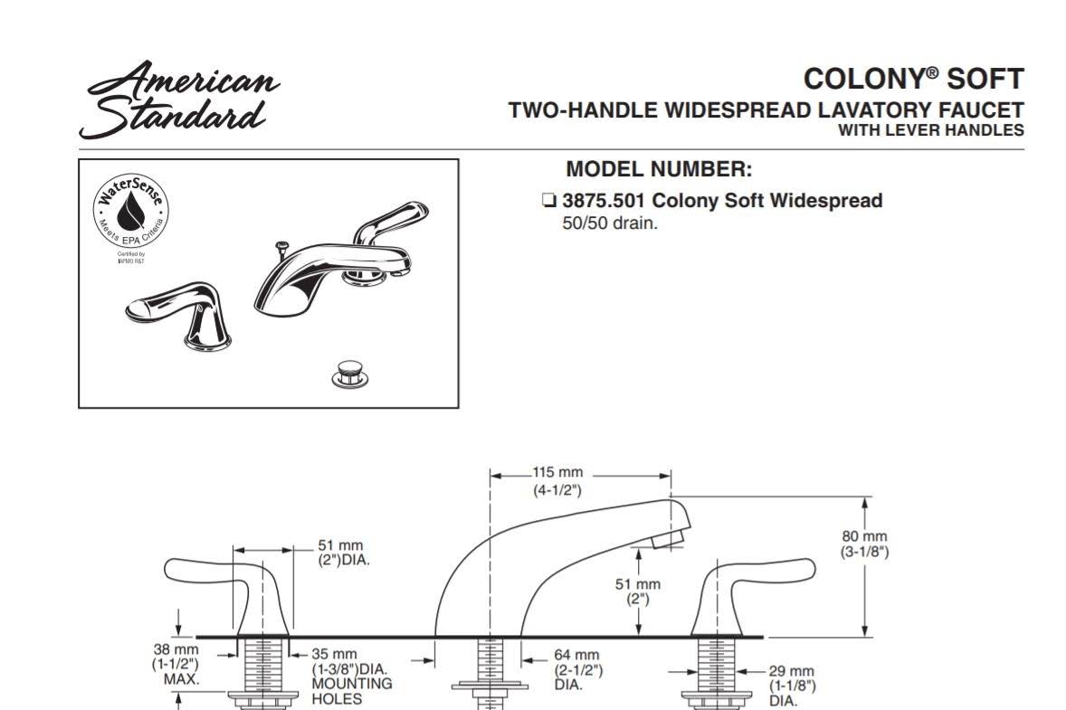 Chrome 2-Handle Widespread Bathroom Faucet B281