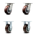 5x22 Kingpinless Poly on Polyolefin Caster - 2 Swivel & 2 Rigid V24921