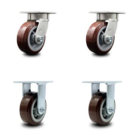 5x22 Kingpinless Poly on Polyolefin Caster - 2 Swivel & 2 Rigid V24921