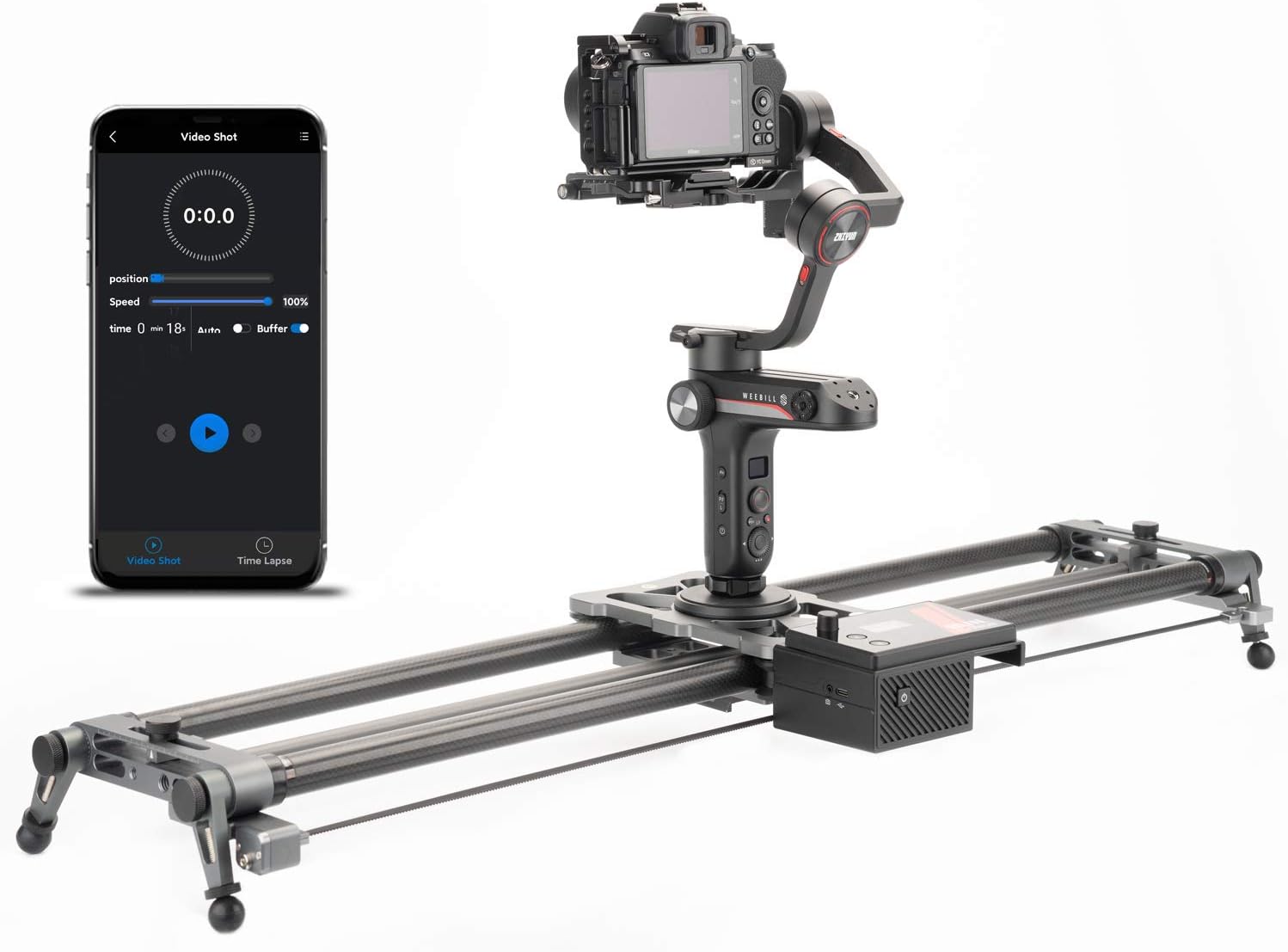 Motorized Camera Slider 100cm/39'' Carbon Fiber with APP Control V449