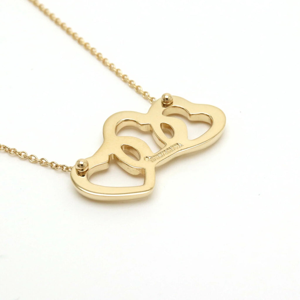 Tiffany Triple Open Heart Pendant Necklace Yellow Gold Y740930