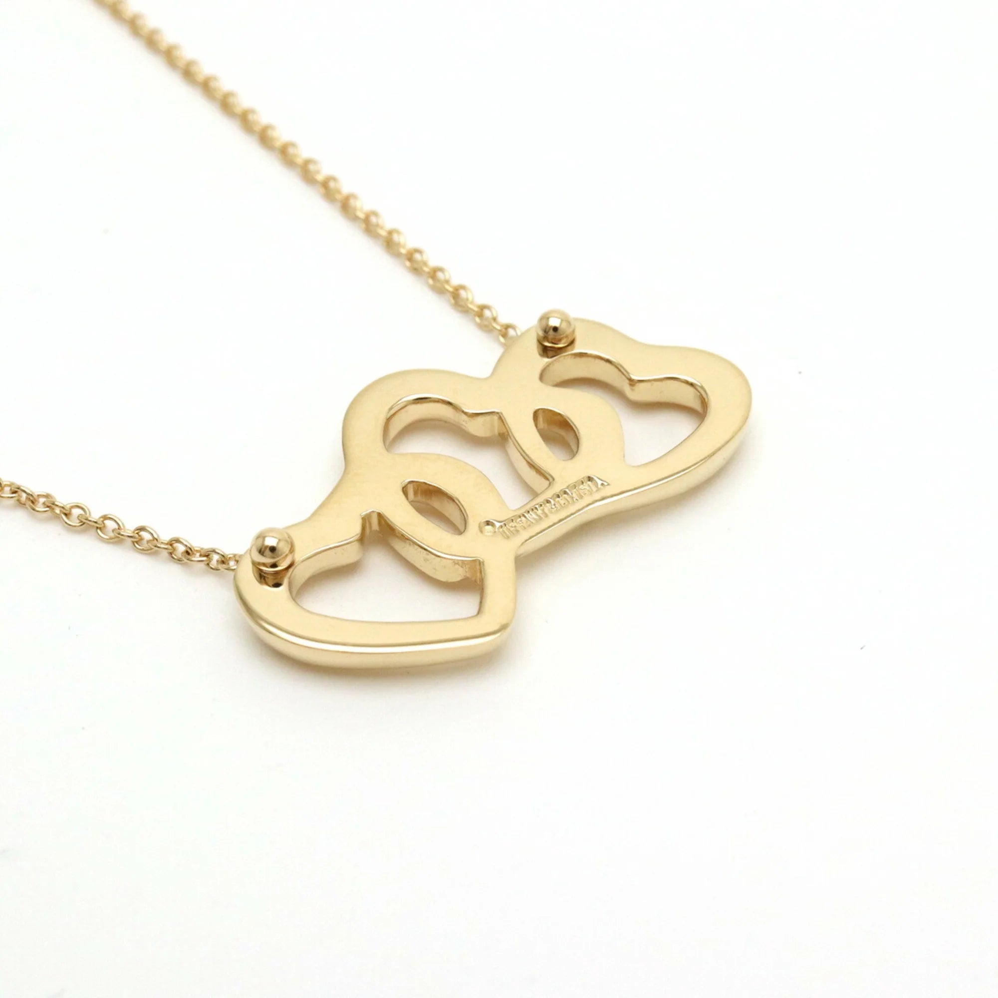 Tiffany Triple Open Heart Pendant Necklace Yellow Gold Y740930