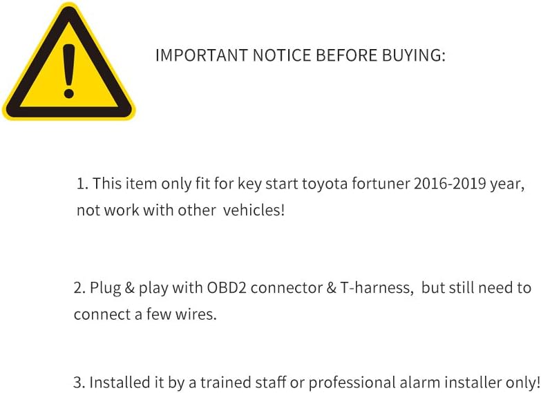 PKE Remote Starter with Passive Keyless Entry Push Start Button for Toyota Fortuner 16-20 Innova 16-19 L866879