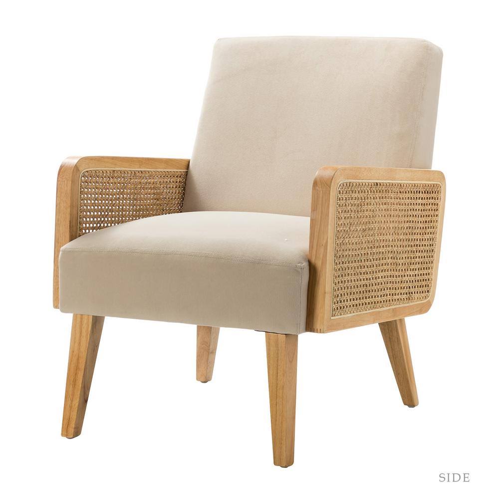 Tan Natural Legs Cane Accent Arm Chair P398159