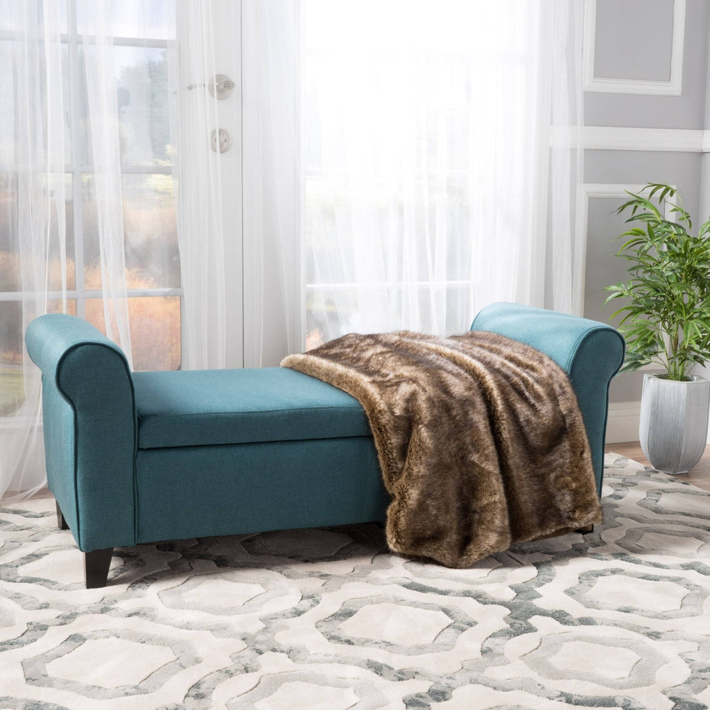 Light Blue Fabric Storage Bench W645068